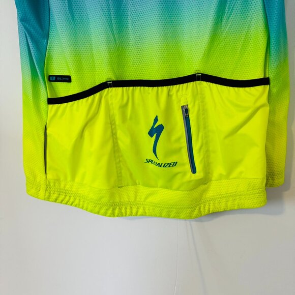 Specialized Turquoise Yellow Ombre SL Pro Jersey Short Sleeve Cycle Top Size XL - Picture 3 of 8